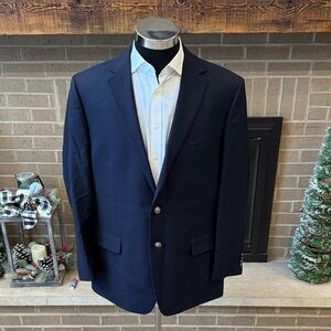 Joseph Abboud mens 46R navy blue solid 100% wool Reda fabric sport coat EUC